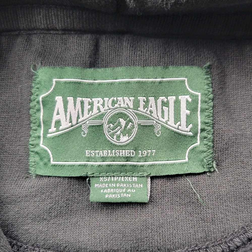 American Eagle Green Label Hoodie Mens Size XS Faded Black Sweatshirt Y2K - Picture 4 of 9